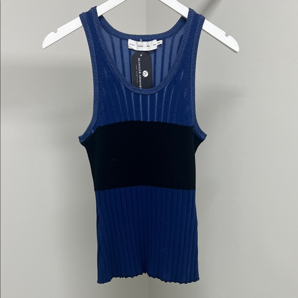 Proenza Schouler Navy and Black Ribbed Tank Top